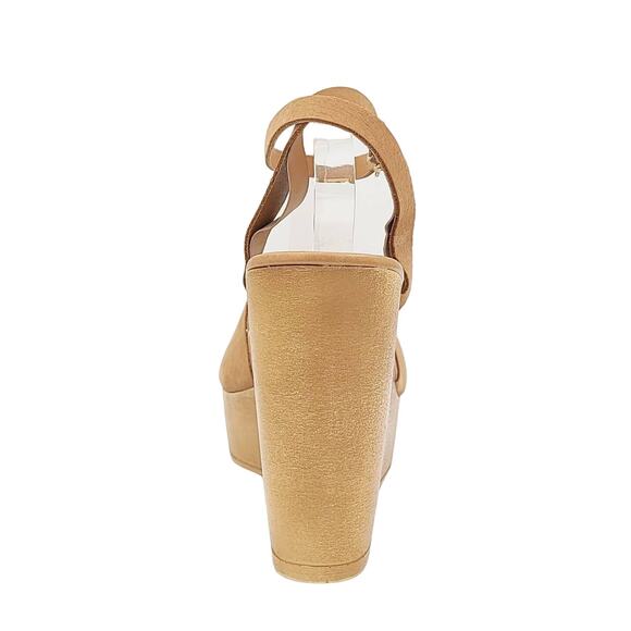Steve Madden Women Strappy Wooden Wedge Sandals Welsh Size US 11 Camel Nubuck - Picture 11 of 13